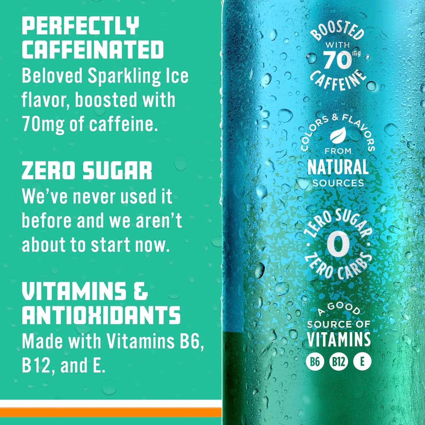 Sparkling Ice Caffeine Tropical Punch Sparkling Water, Zero Sugar, 16 Fl Oz Cans (Pack of 12), Orange Passion Fruit
