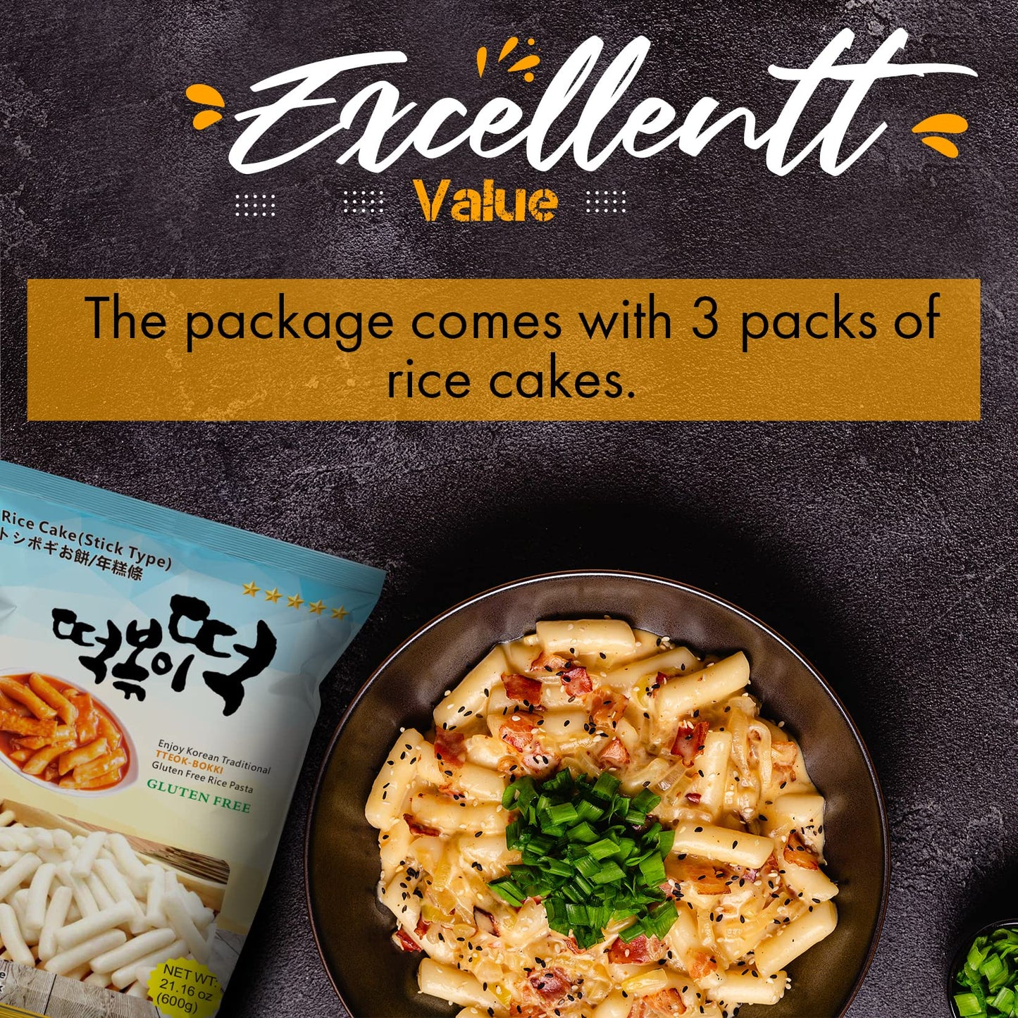 Fusion Select Korean Rice Cakes Tteokbokki Stick Vegan Non-GMO Gluten Free Tteok Pasta Asian Snacks & Food  Gluten Free (2 Packs)