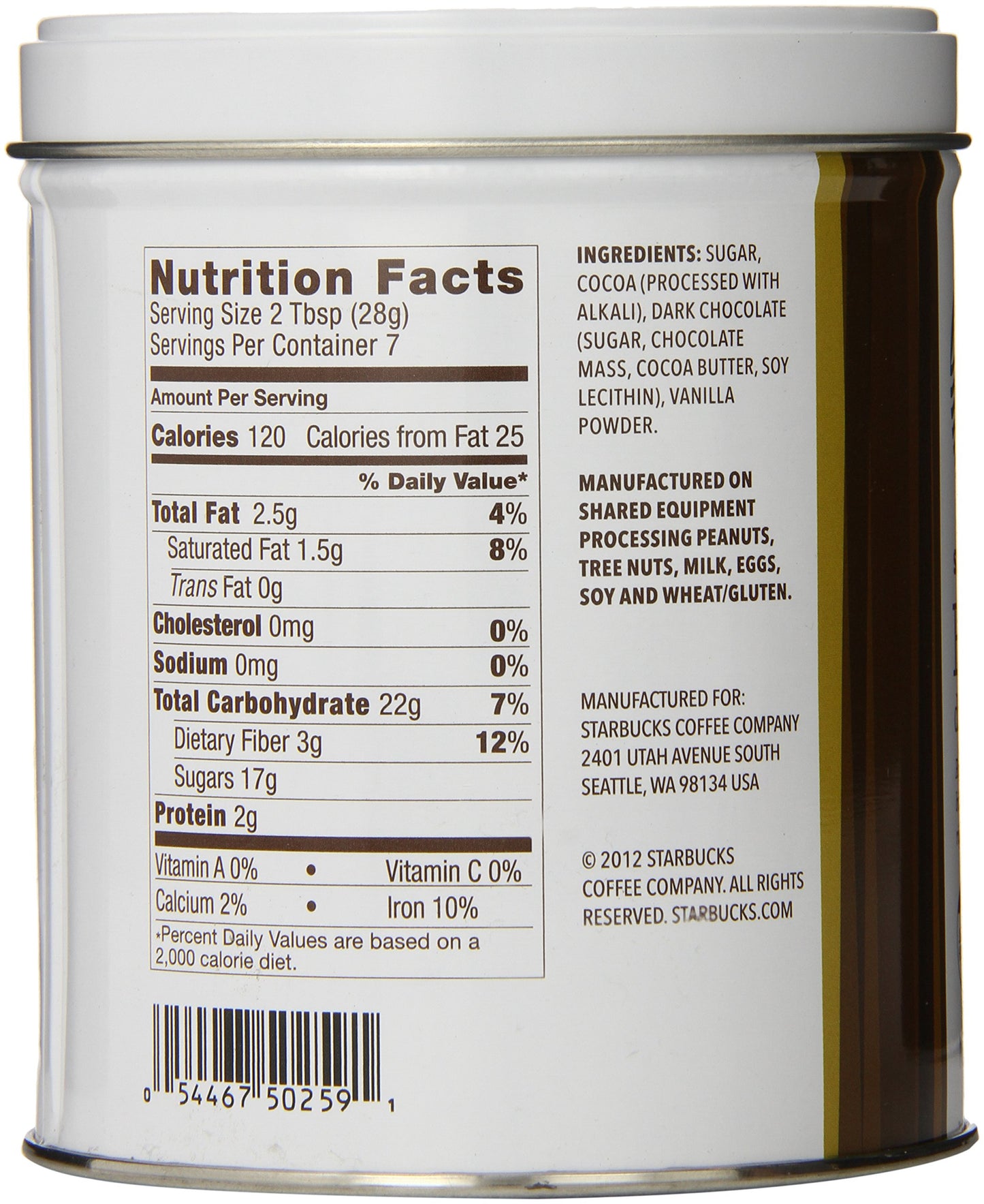 Starbucks Hot Cocoa, Double Chocolate, 7 Ounce