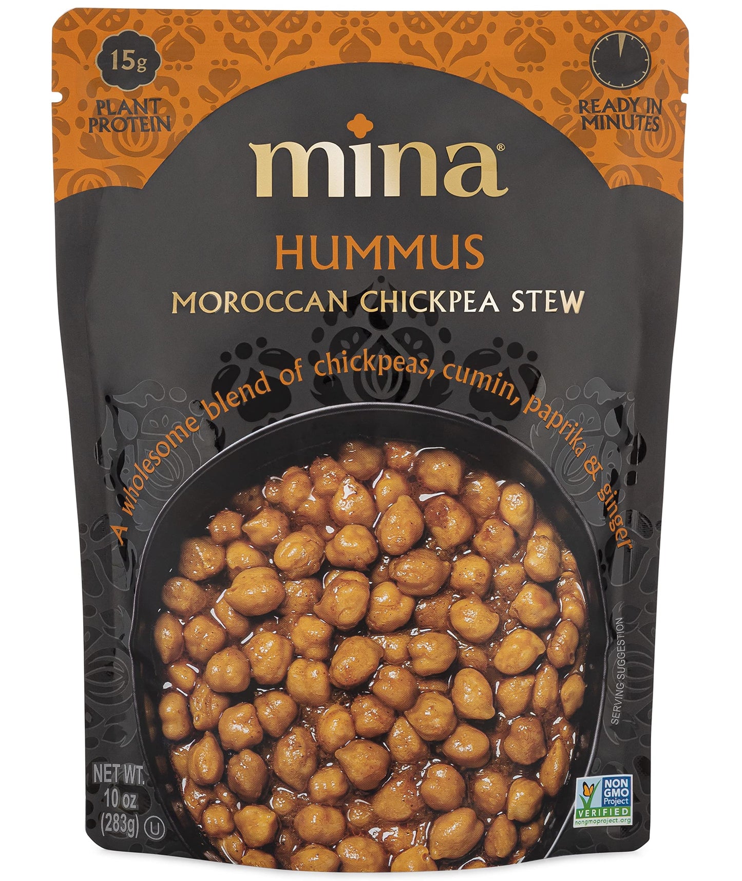 Mina Moroccan Chickpeas, Ready to Eat, Chickpeas High In Plant Based Protein, Vegan, Non-GMO, Gluten Free, Kosher, Microwavable,