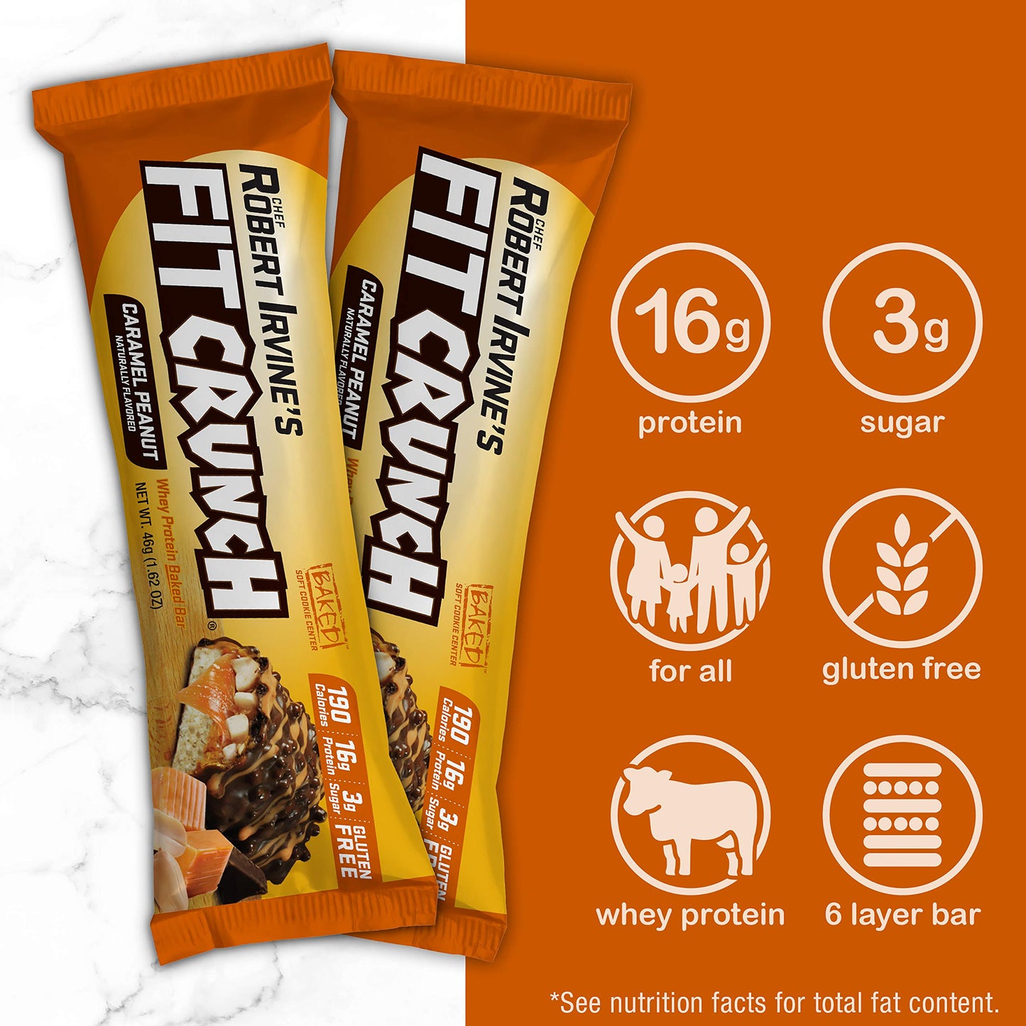 Fitcrunch Snack Size Protein Bars, Designed By Robert Irvine, World’S Only 6-Layer Baked Bar, Just 3G Of Sugar & Soft Cake Core (Caramel Peanut)