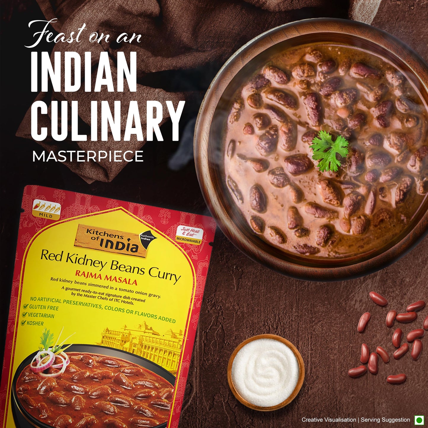 Kitchens Of India Rajma Masala – Red Kidney Beans Curry, 10 Ounces (Pack Of 3), Gourmet Ready To Eat Authentic Vegetarian Indian Food, Gluten-Free