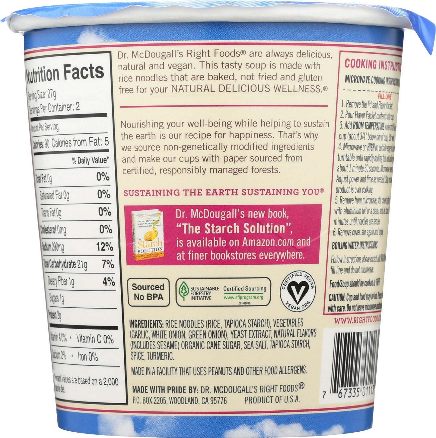 Dr. McDougall's Right Foods Vegan Spring Onion Noodle Soup, 1.9-Ounce Cup