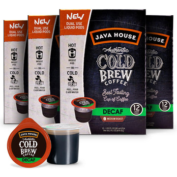 Java House Cold Brew Coffee Concentrate Single Serve Liquid Pods 1.35 Fluid Ounces Each 48 Count, Decaf, 64.8 Fl Oz, (Pack Of 4)