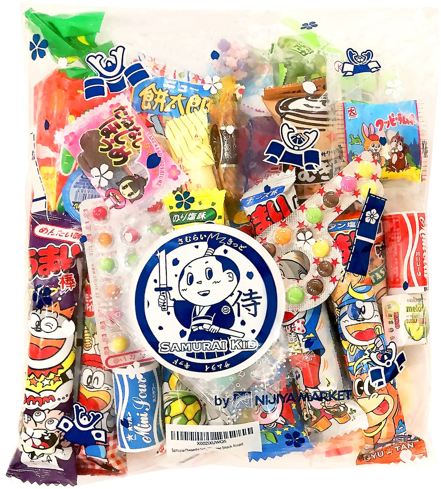 Samurai Kid Dagashi Set, Japanese Snack Assortment 36Pc With Samurai Kid Sticker