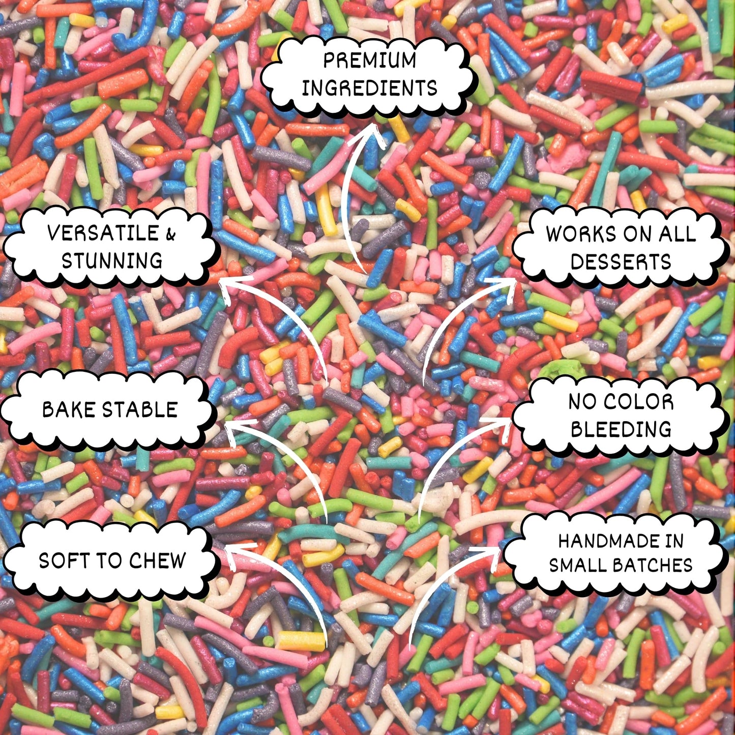 Confect Rainbow Sprinkles Custom Blend Jimmes Multicolor Toppings 4.2oz Vegan Gluten-Free Palm Oil-Free