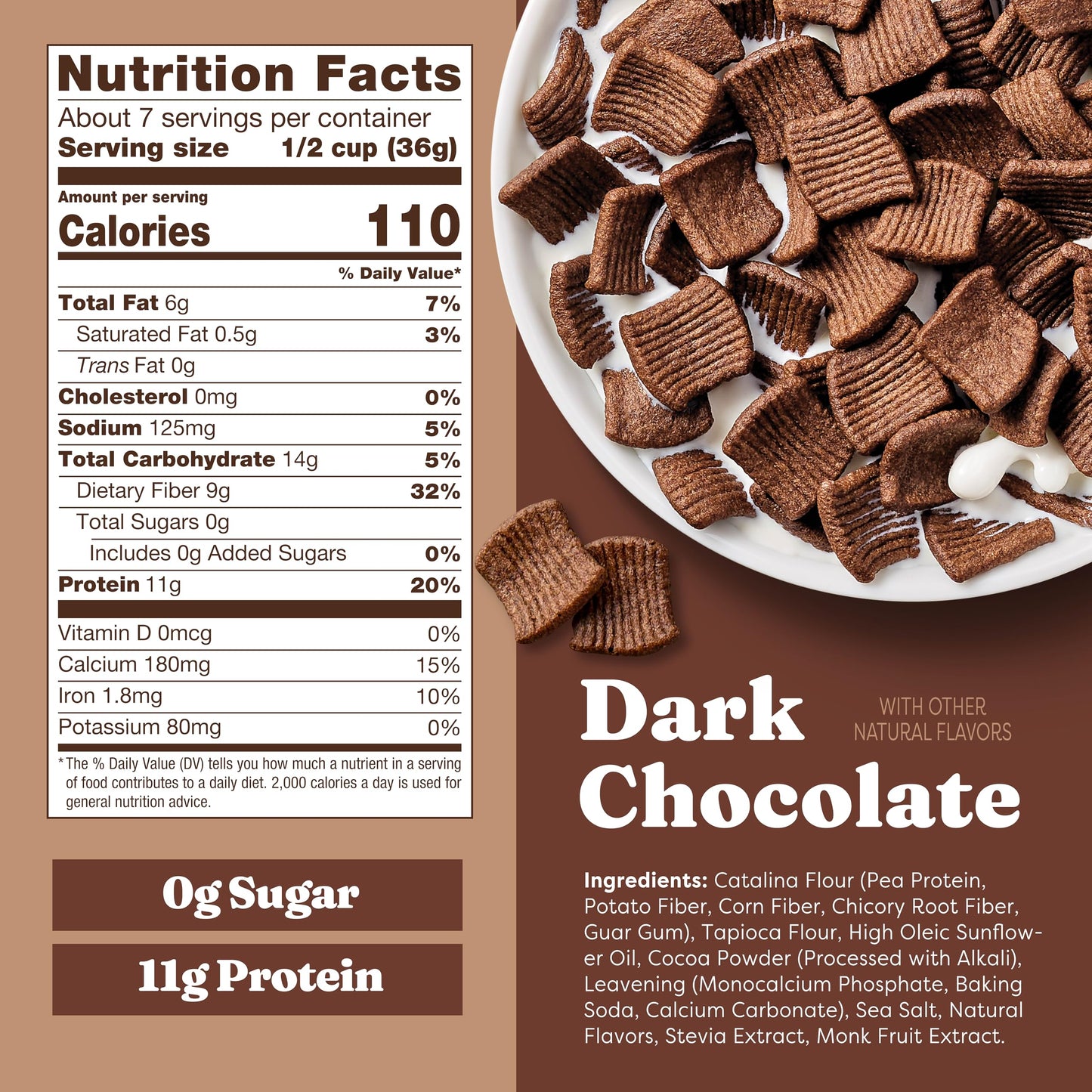 Catalina Crunch Protein Cereal | Sugar Free Breakfast Cereal with 11g of Protein | Gluten Free, Keto Friendly | Dark Chocolate -