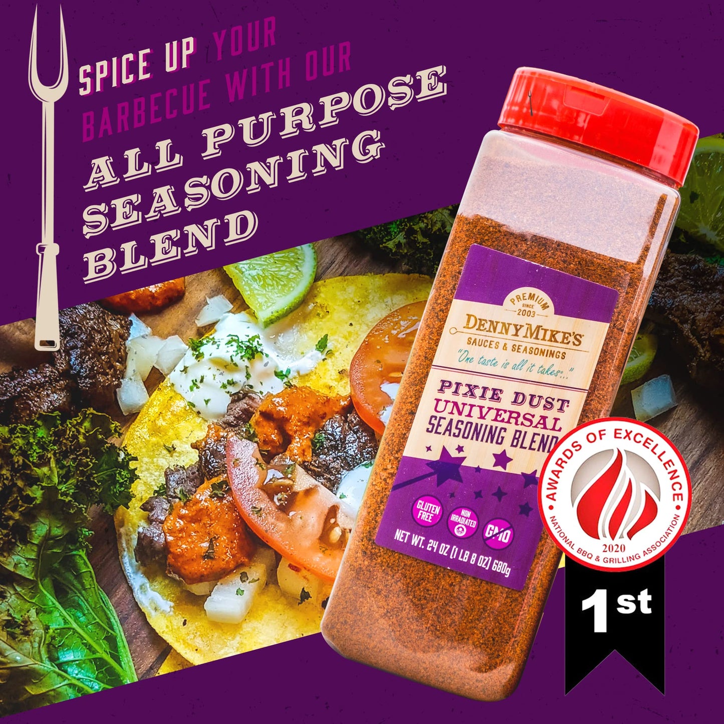 DennyMikes Pixie Dust Universal Seasoning Blend, All Natural, Gluten-Free, 24 oz