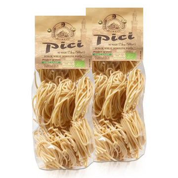 Morelli Pici Pasta Di Toscana - Gourmet Italian Pasta - Organic Pici Noodles - Thick Organic Pasta Nests Made In Italy From Duru