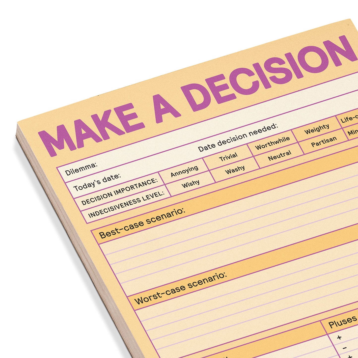 Knock Knock Make A Decision Pad, Checklist Funny Office Notepads (Pastel Version), 6 X 9-Inches