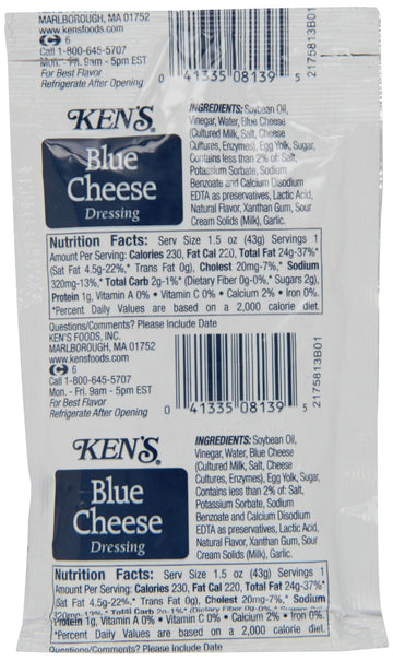Ken's Dressing, Blue Cheese, 1.5 Ounce, 60 Count