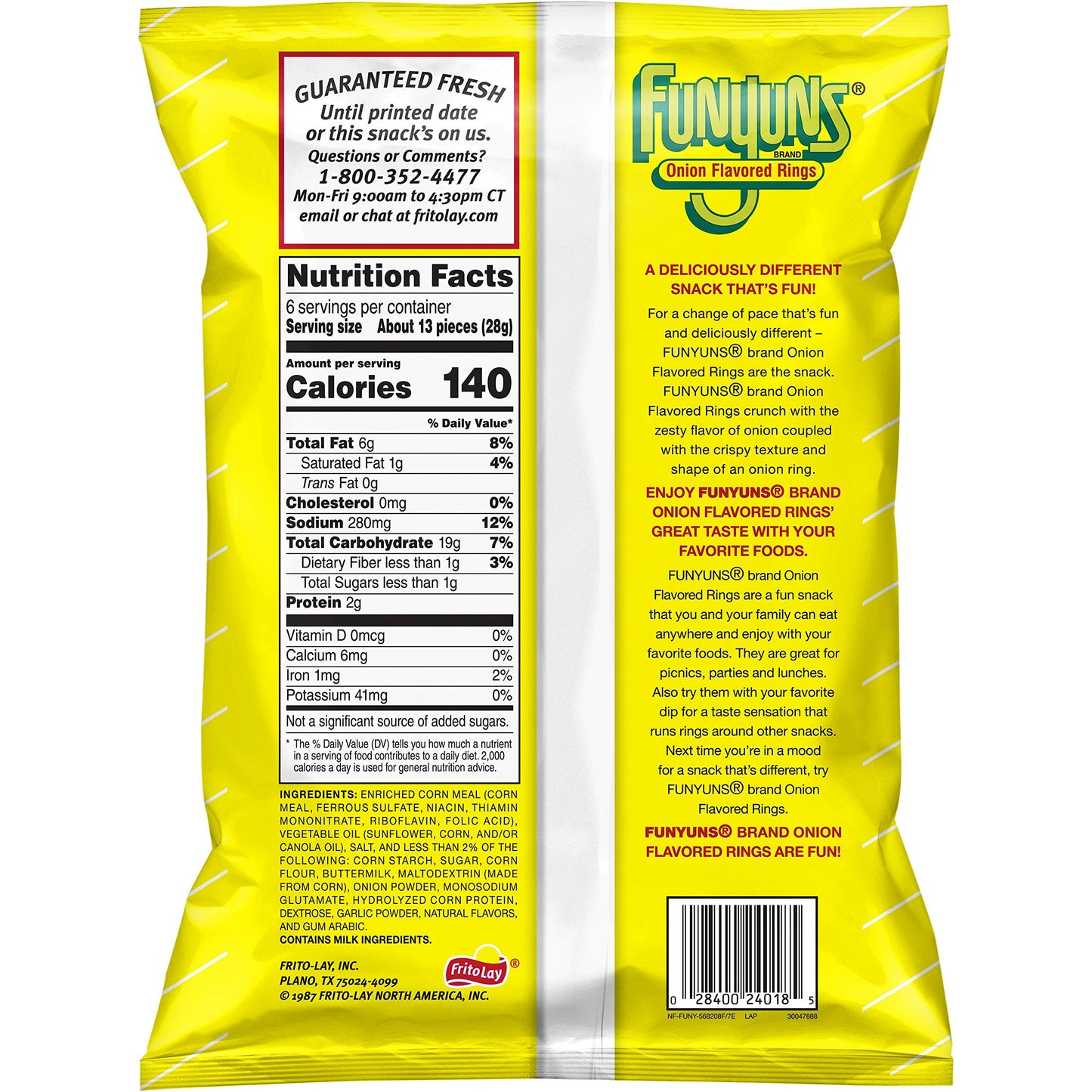Funyuns Original Onion Flavored Rings Snack Bag, 6 Ounce