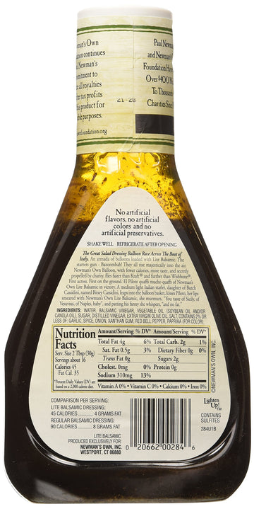 Newman's Own Light Balsamic Vinaigrette, 16-Ounce Bottle (Pack of 6)