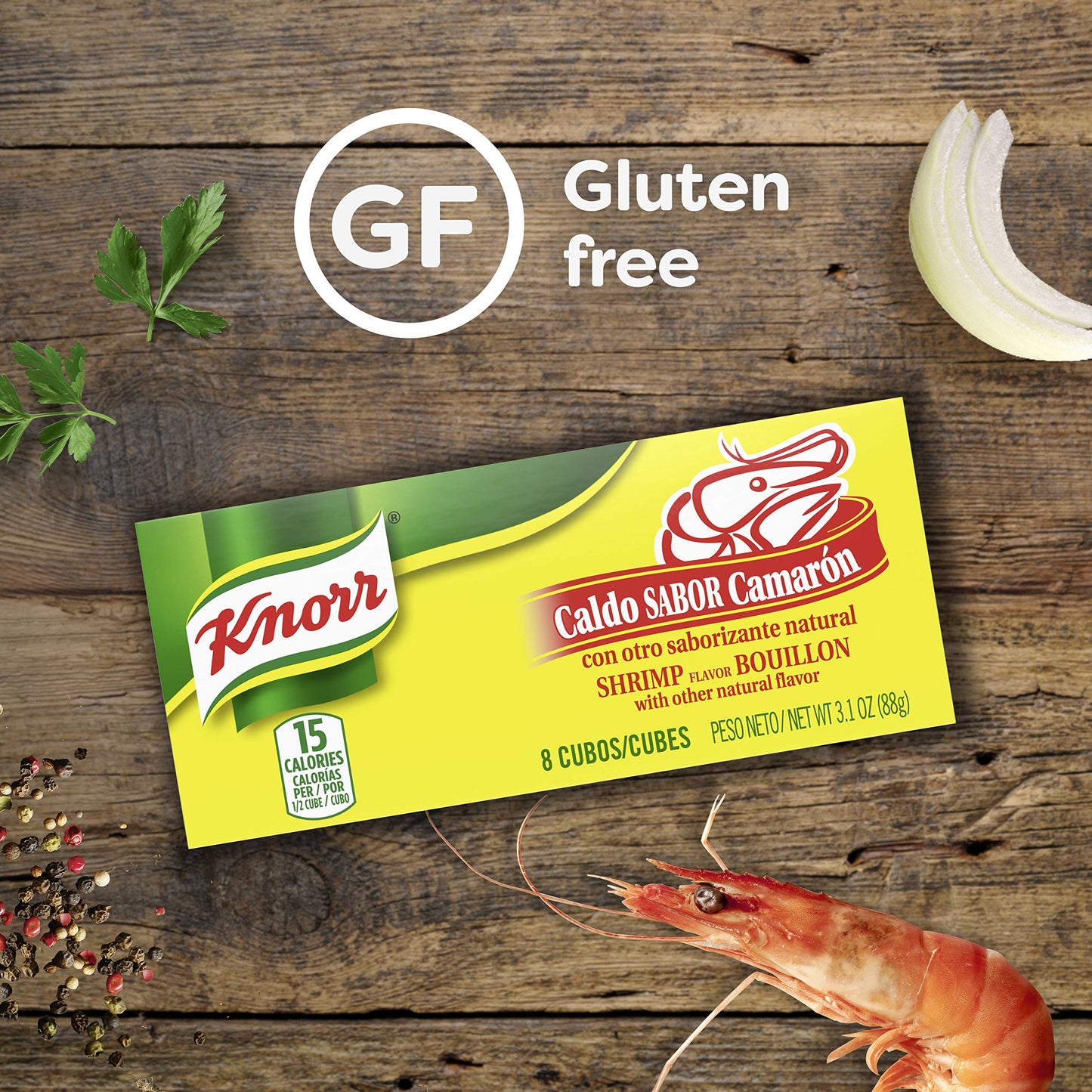Knorr Bouillon Cubes For Sauces, Soups and Stews Shrimp Flavor Bouillon/Caldo Camar  n Naturally Flavored 3.1 oz, 8 Ct