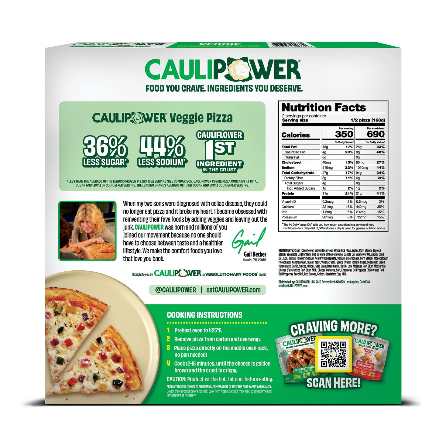 CAULIPOWER Veggie Stone-fired Cauliflower Crust Pizza, 10.9 Oz (Pack of 1)