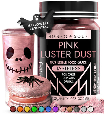 Mon  Gasque Luster Dust Pink Edible Glitter For Cocktails 15G - Premium Pink Halloween Cake Decorations - Edible Pink Drink Glit