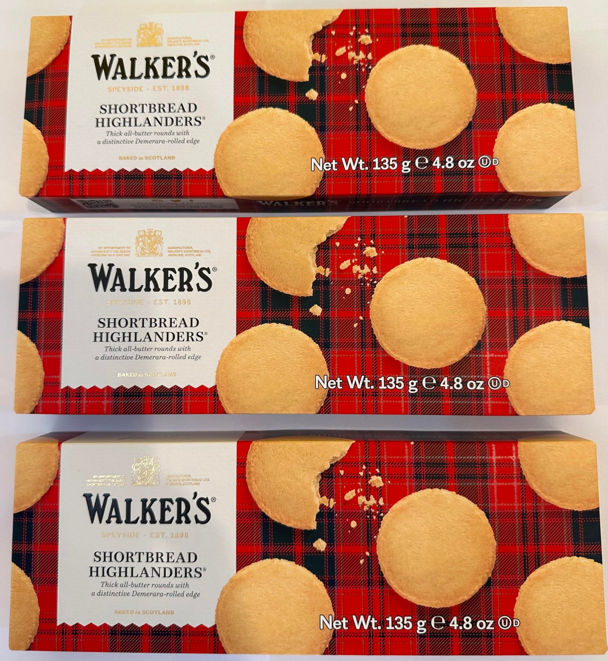 Walkers Shortbread Highlanders, Pure Butter Shortbread Cookies, 4.7 oz Box (pack of 3)