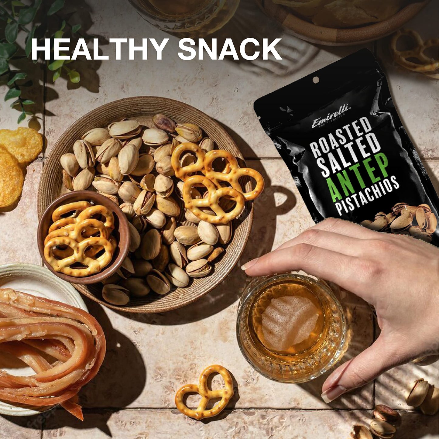Emirelli Turkish Antep Pistachios In Shell, Roasted And Salted Intense Nuts, Non Gmo Gluten Free Natural Vegan Healthy Snacks, S