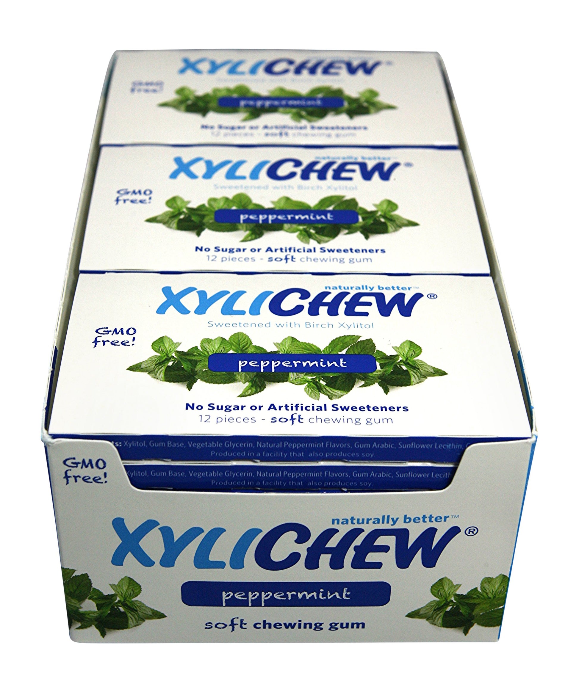 Xylichew 100% Xylitol Chewing Gum - Sugar Free, Non-GMO, Gluten Free - Peppermint Flavor, 288 Count (12 Pack of 24)