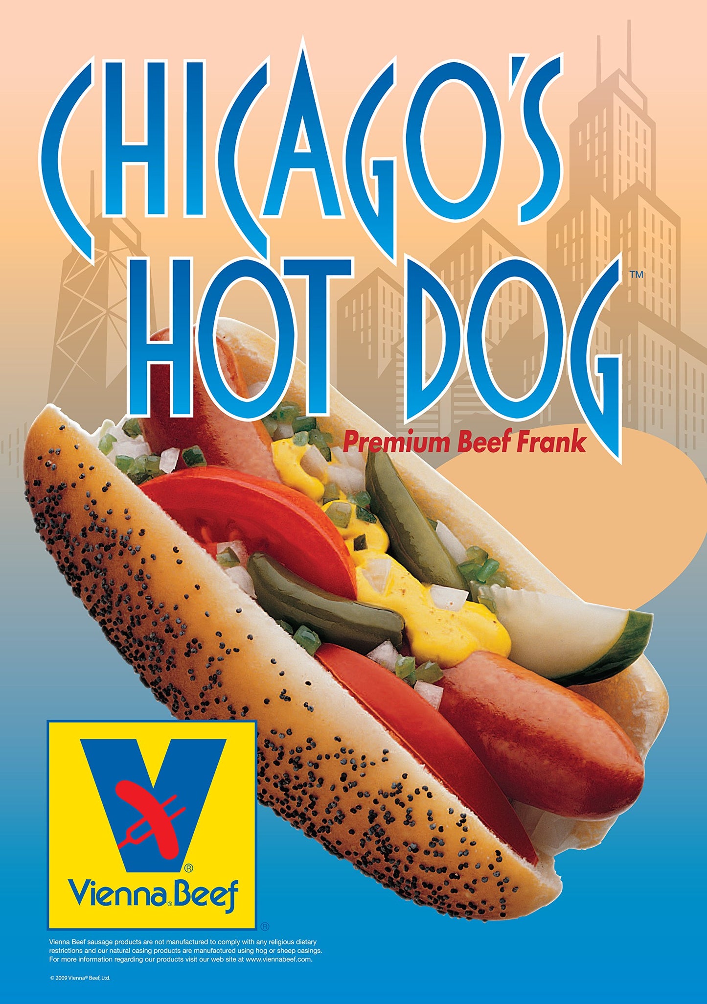 Vienna Beef Regular Skinless Franks 8:1 5 lbs. (Approx. 40 Franks)