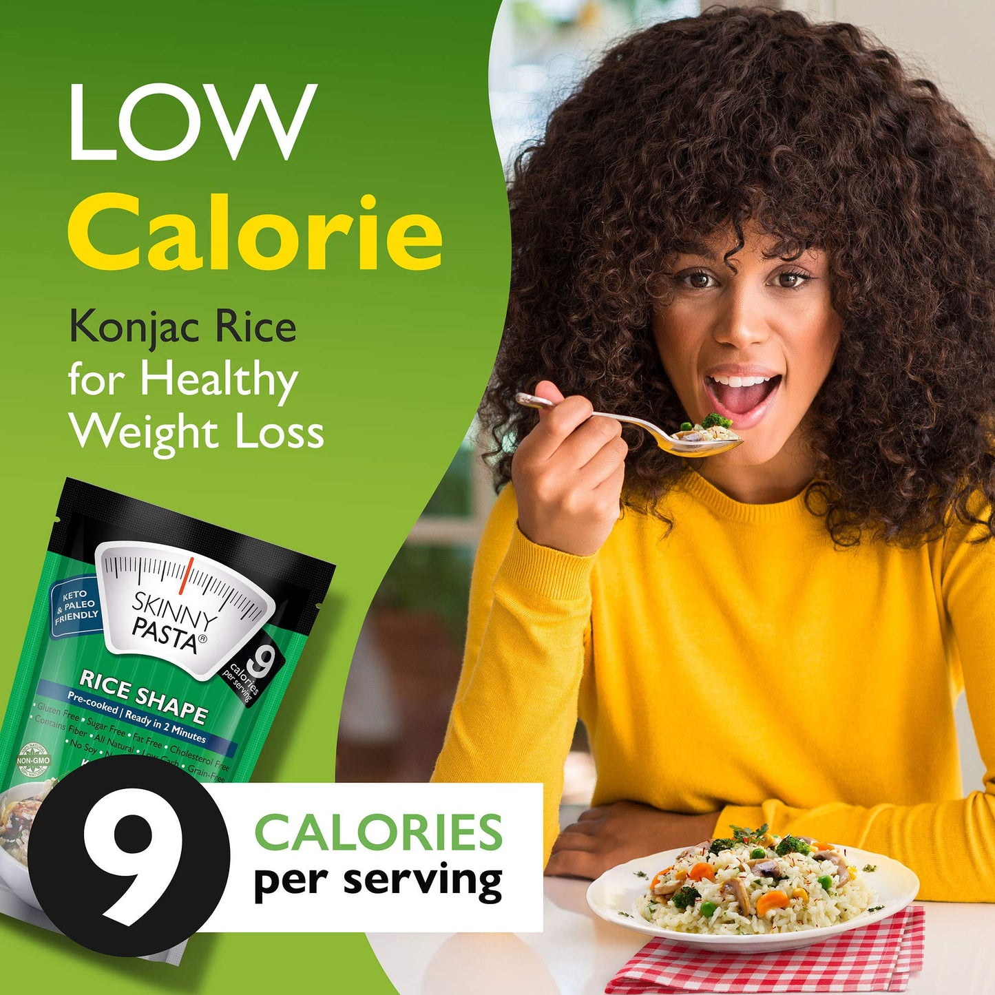 Skinny Pasta Healthy Konjac Shirataki Rice, Low Carb, Keto, Vegan, Sugar-Free, Gluten-Free, 6 Pack