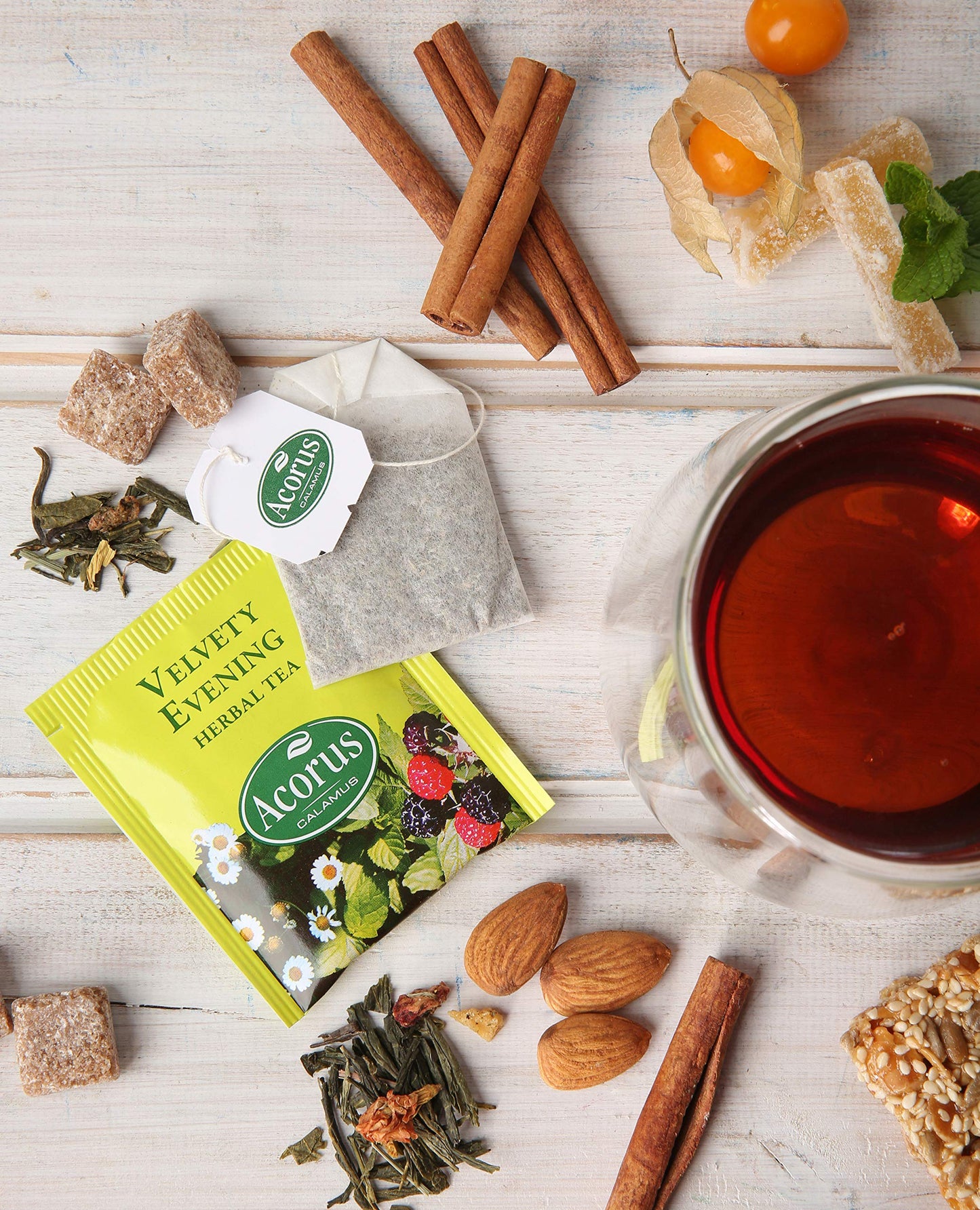 Acorus Enhanced Tea Set - Natural Herbal Tea Variety Pack, Gift Set Of 6 Different Teas, 60 Bags Individually Wrapped, Herbal Sampler Box