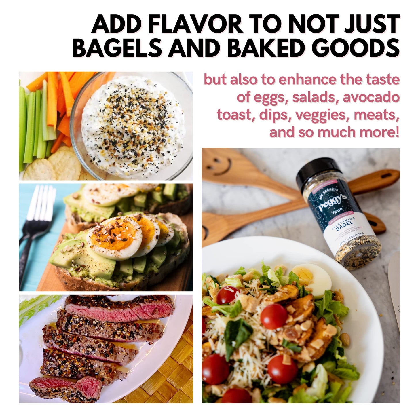 My Secrets Peggy'S Food Everything Bagel Seasoning - Contains Himalayan Pink Salt - 4.5 Oz - Easy Sprinkle - Multipurpose & Vers