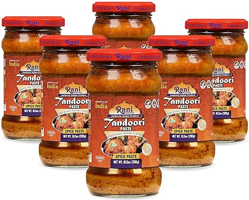 Rani Tandoori Paste (No Colors) 10.5Oz (300G) Glass Jar, Pack Of 5+1 Free ~ For Tandoori Chicken, Chicken Tikka, Paneer Tikka |