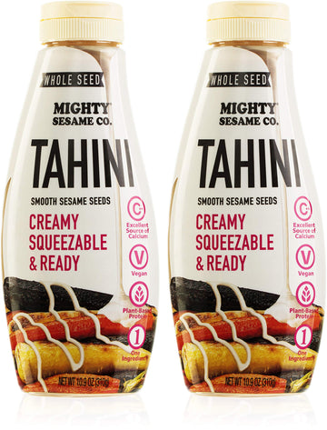 MIGHTY SESAME Tahini Paste, Whole Seed, Gluten Free, Vegan, 10.9oz (Pack of 2)