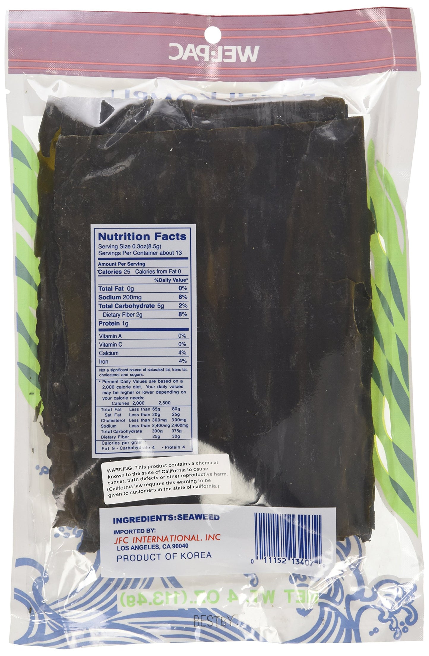 Wel-Pac Dashi Kombu Dried Sea , 4 Ounce (Pack of 4), Ideal for Cooking and Broths