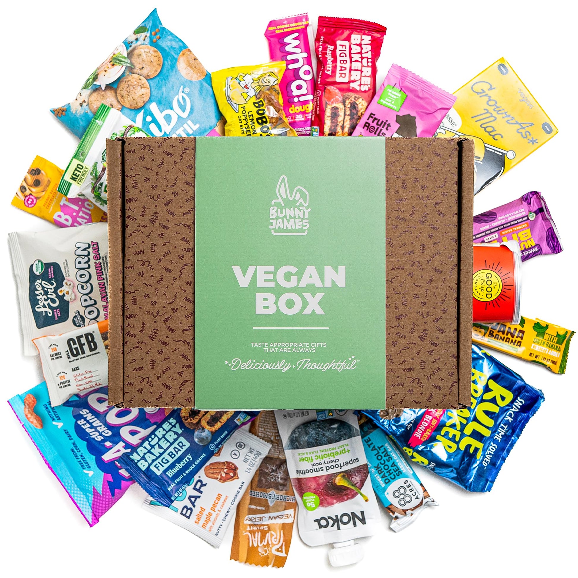 Vegan Snacks Gift Basket For Adults Healthy Food Treats Variety Pack With Cookies, Protein Bars, Candy, Crispy Chips, Vegan Jerk