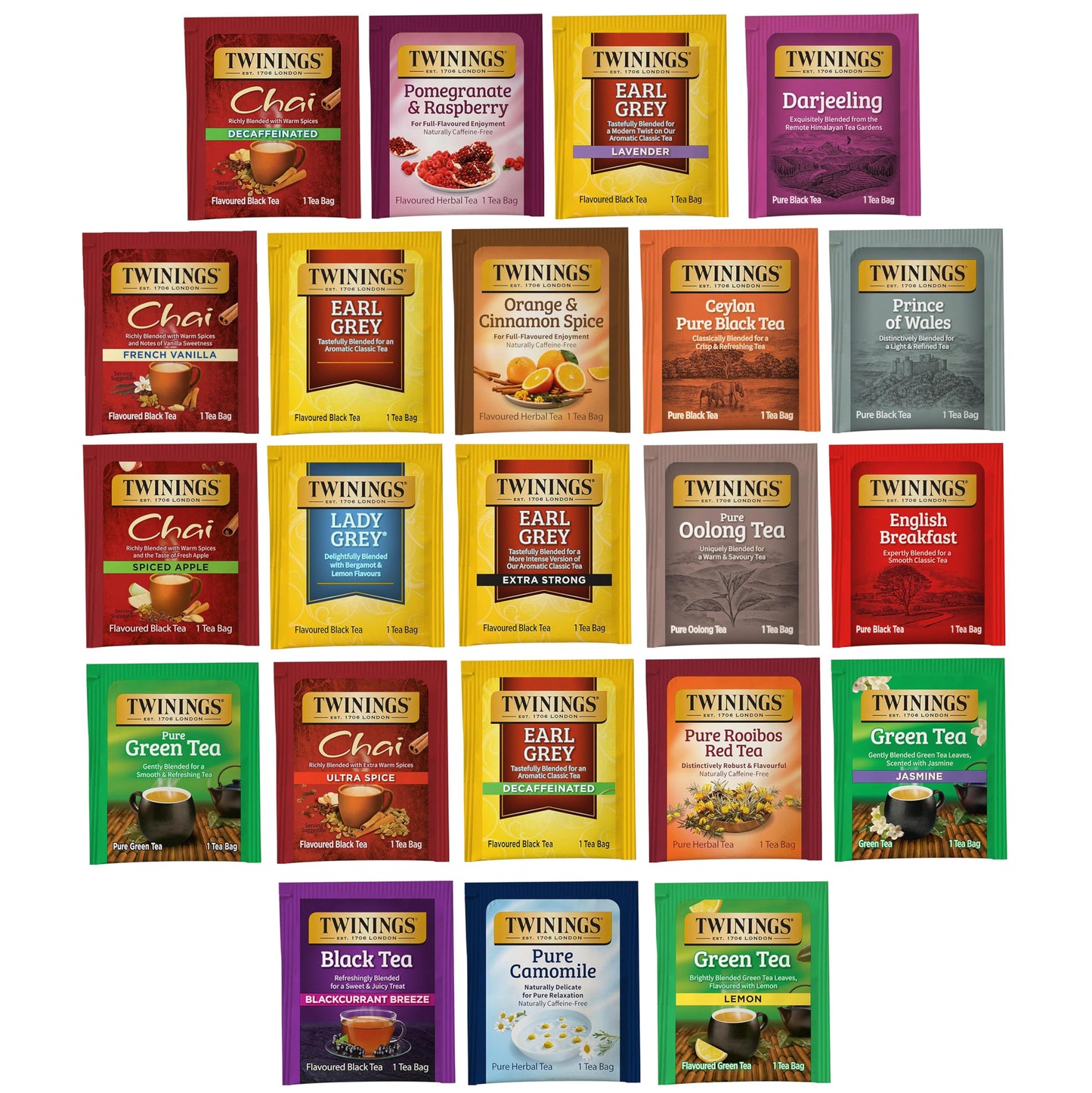 Twinings Tea Bag Sampler Assortment, Variety Pack (22 Count), 22 Unique Flavors for Tea Lovers: Women, Men, Couples, Family, Fri