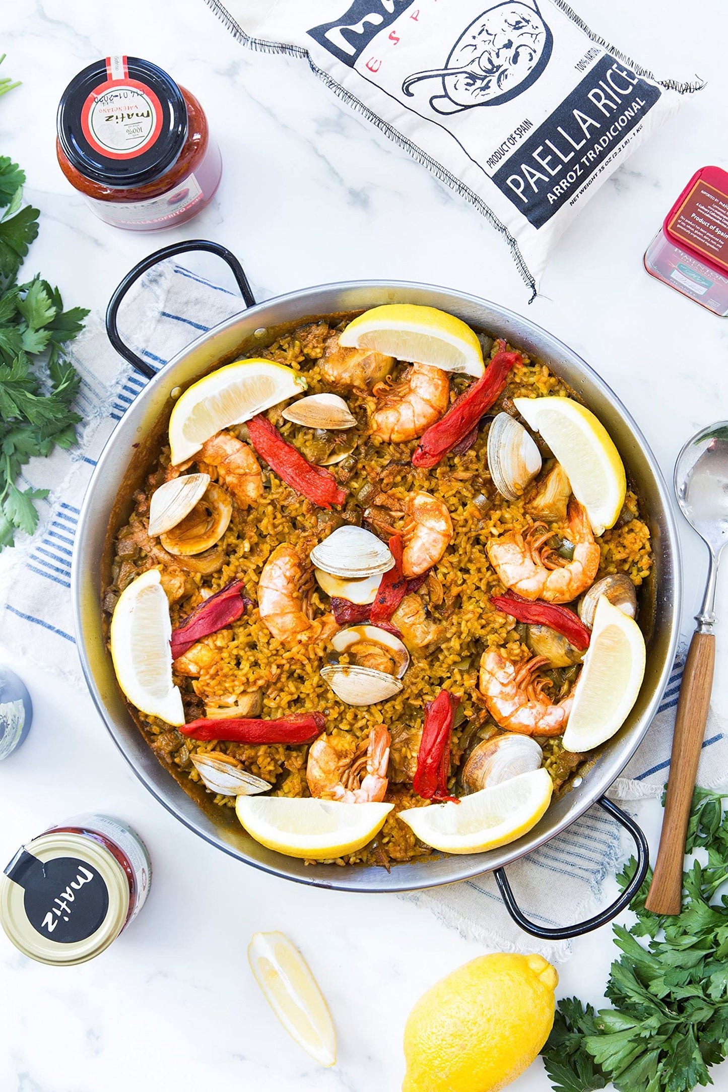Matiz Valenciano Paella Rice from Spain (2.2 lbs.) Traditional Spanish Medium-Grain  Risotto, Arrow Negro, Seafood Dishes  Natur