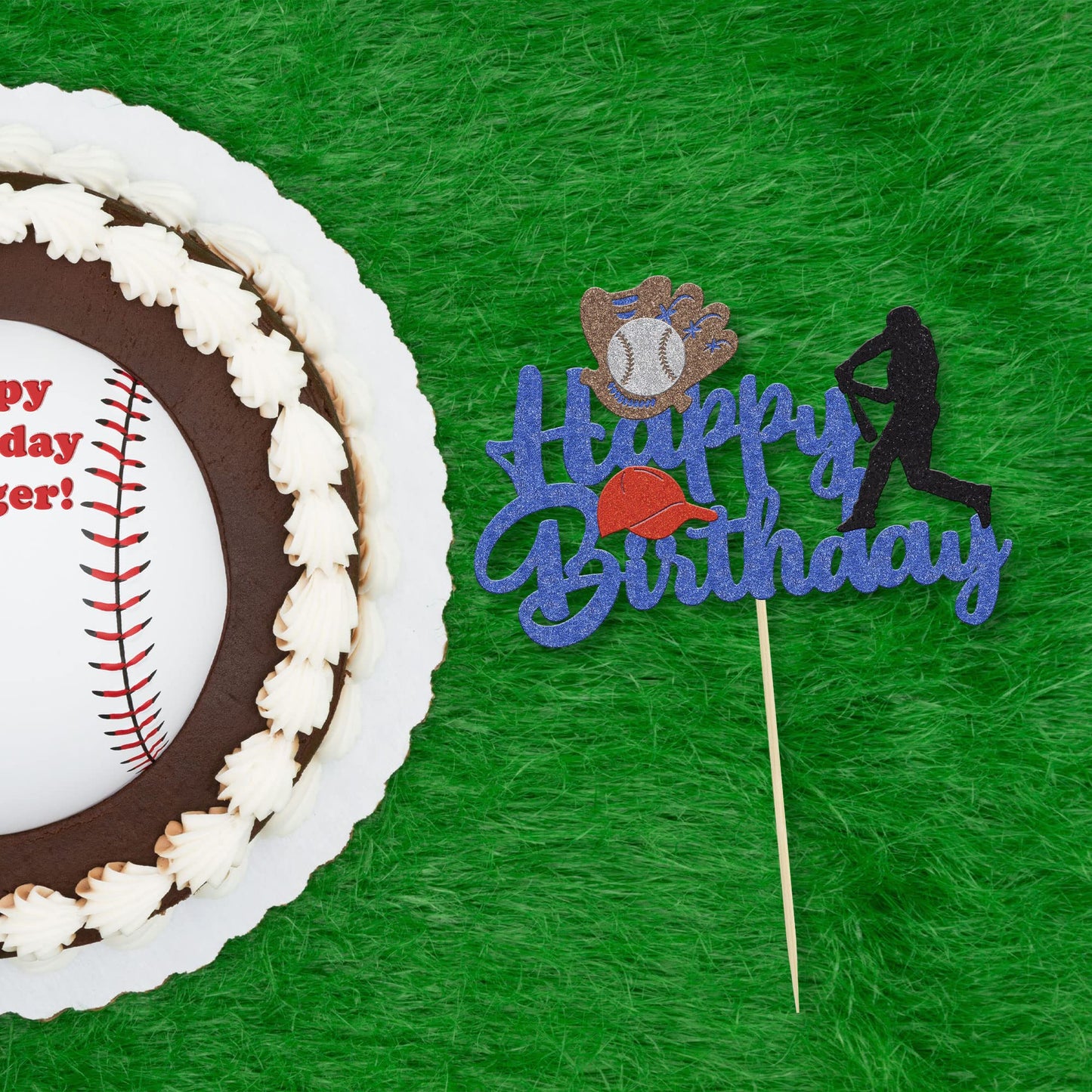 1 Pack Baseball Theme Cake Topper Sports Happy Birthday Baseball Player Cake Decoration For Baseball Sports Party Theme Decorati