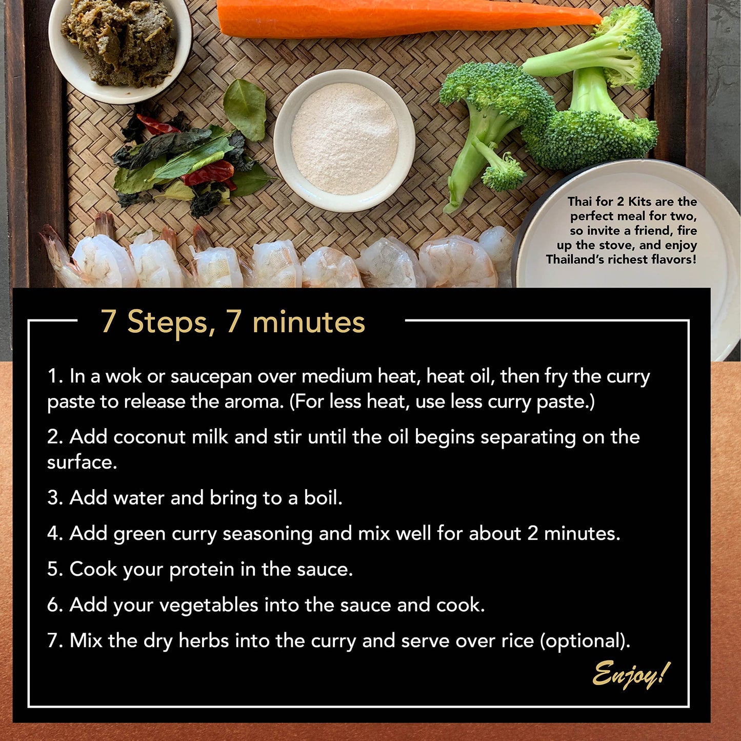 Thai For Two Cooking Kit By Verve Culture | Usda-Organic Green Curry Cooking Kit | Authentic Thai Cuisine | Unique Cooking Gift