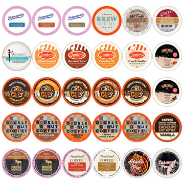 Crazy Cups Perfect Samplers Flavored Coffee Pods Variety Pack  Including Flavors like French Vanilla  Caramel Macchiato  & Chocolate Coffee  30 Count