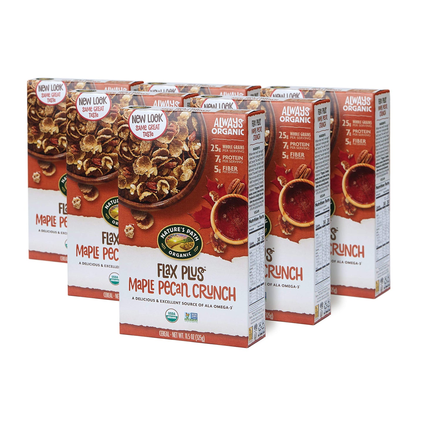 Natures Path Organic Flax Plus Maple Pecan Crunch Cereal, 11.5 Ounce (Pack of 6), Non-GMO, 25g Whole Grains, 7g Plant Based Prot