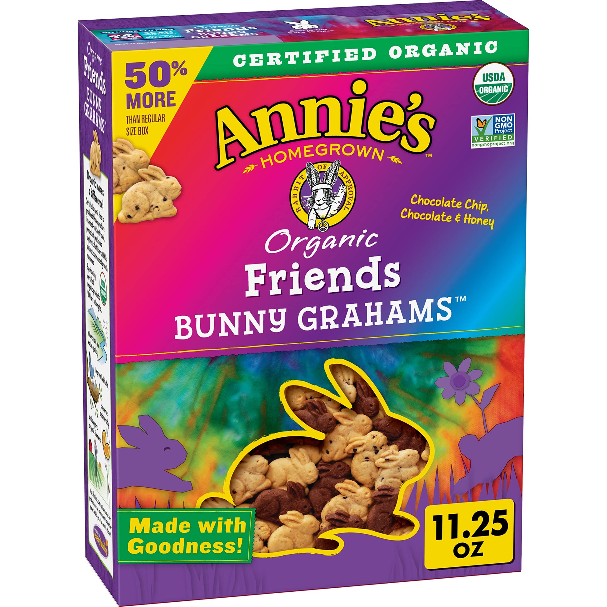 Annie'S Organic Friends Bunny Grahams, Chocolate Chip, Chocolate, And Honey Baked Graham Snacks, 11.25 Oz