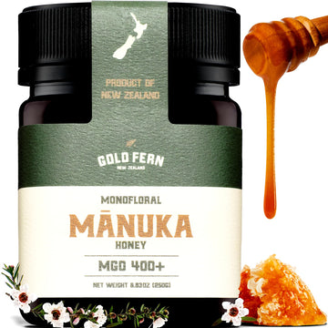 Gold Fern Honey - Raw New Zealand Manuka Honey Medical Grade | 8.8oz Monofloral MGO 400+ | Pure, Natural, Unpasteurized, Unfilte