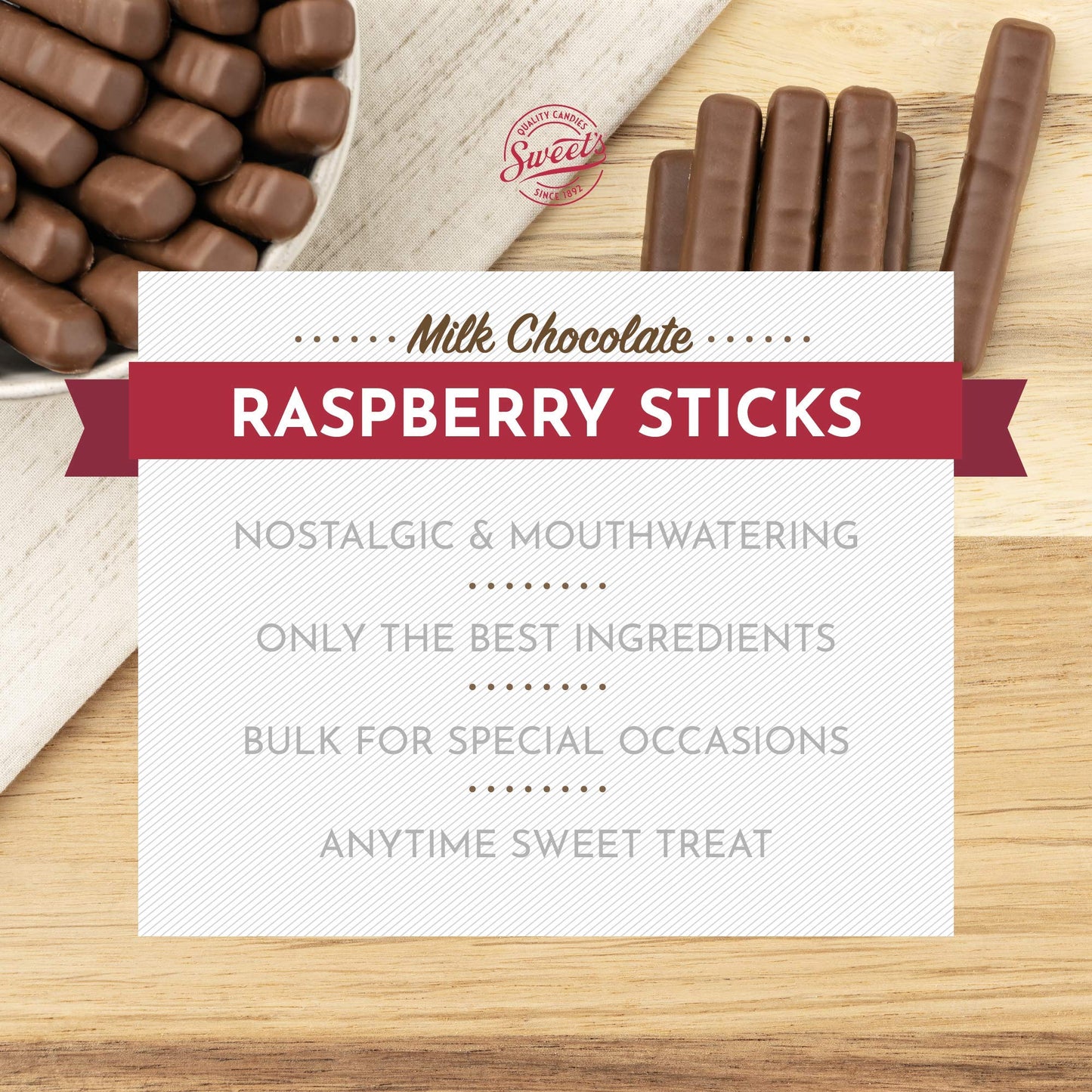 Sweet Candy Company Milk Chocolate Raspberry Sticks - Gourmet Chocolate Covered Sticks, Chocolate Fruit Flavored Sticks, Gift Id