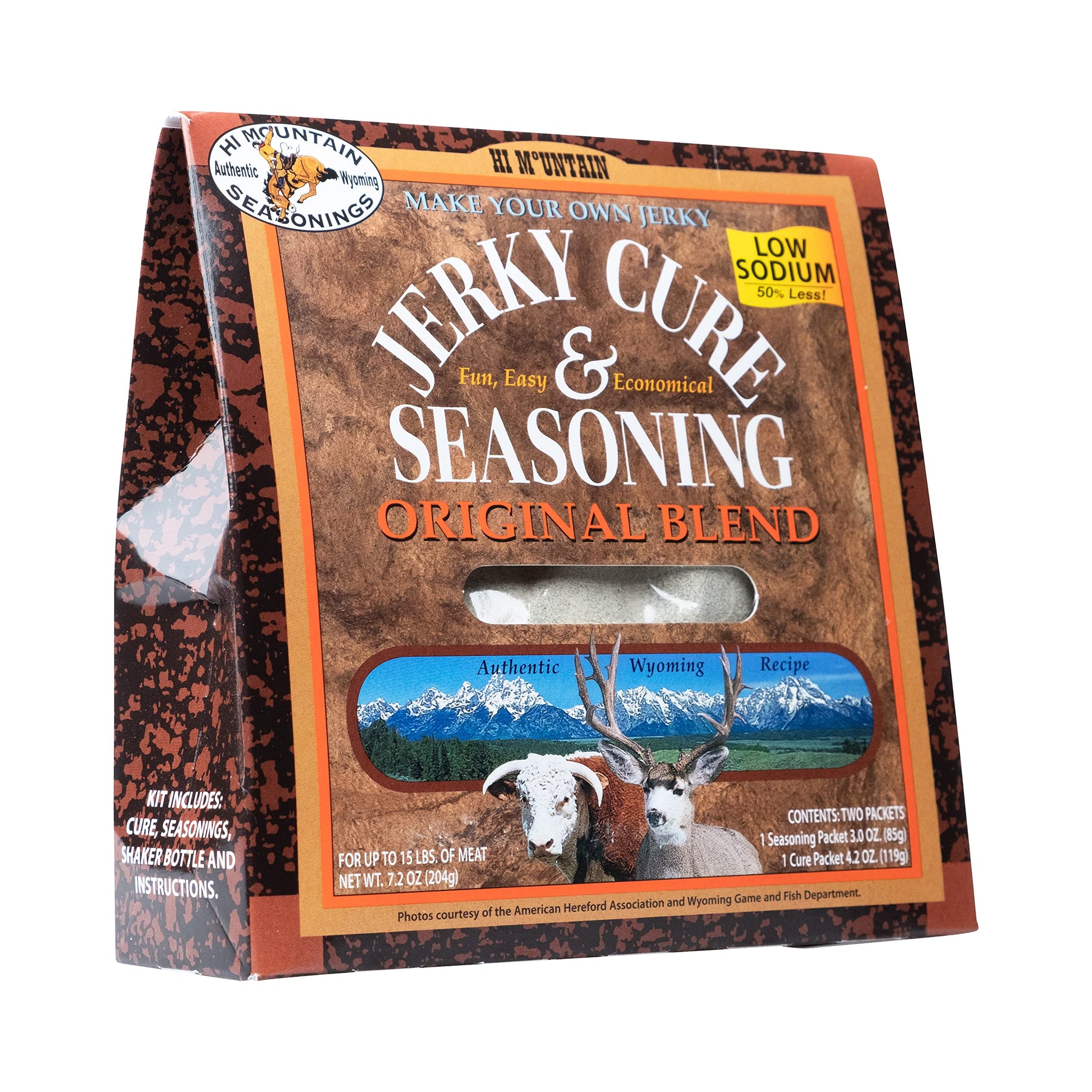 Hi Mountain Jerky Seasoning And Cure Kit | Low Sodium Original Blend | Create Savory Homemade Beef Jerky | Great For Beef, Deer,