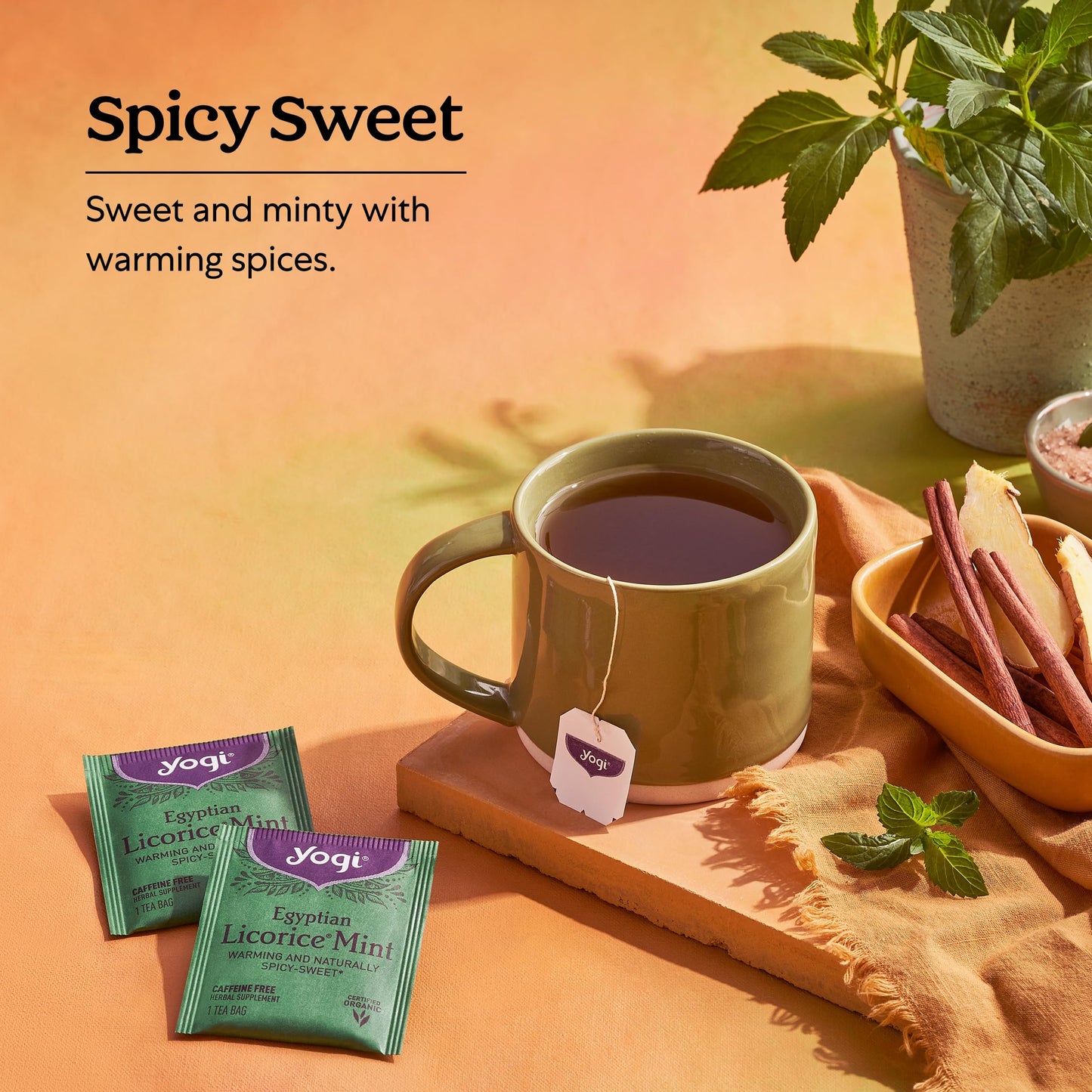 Yogi Tea Egyptian Licorice Mint Tea - Caffeine Free Herbal Tea - 64 Organic Bags - 16 Count (Pack of 4)