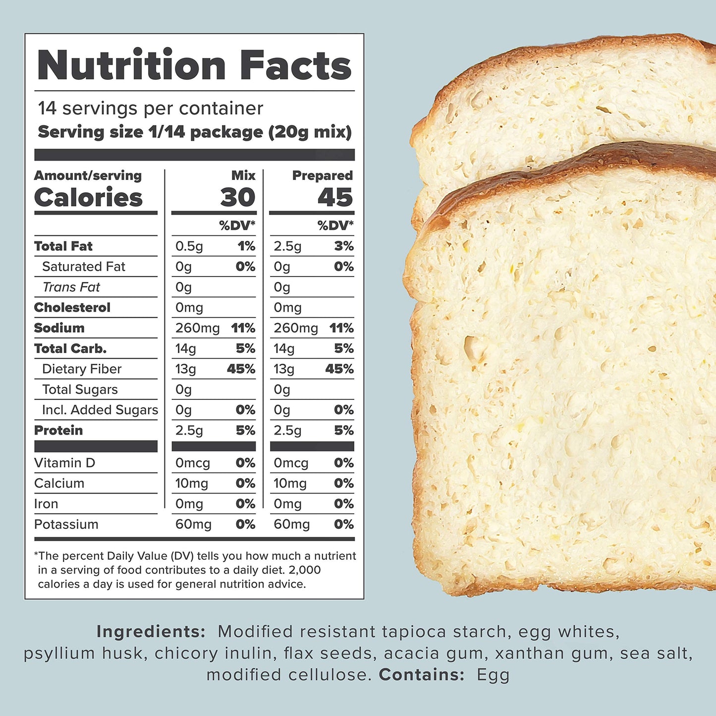 Keto Bread Zero Carb Mix - Keto and Gluten Free Bread Baking Mix - 0g Net Carbs Per Serving - Easy to Bake - No Nut Flours - Sug