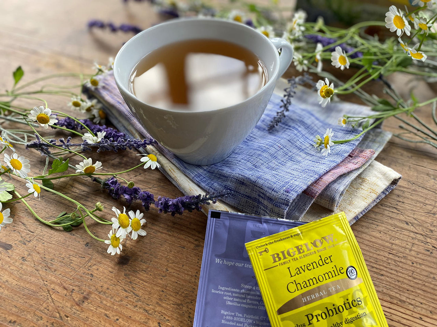 Bigelow Tea Lavender Chamomile Herbal Tea, Caffeine Free, 18 Count Box (Pack of 6), Natural, 108 Total Tea Bags