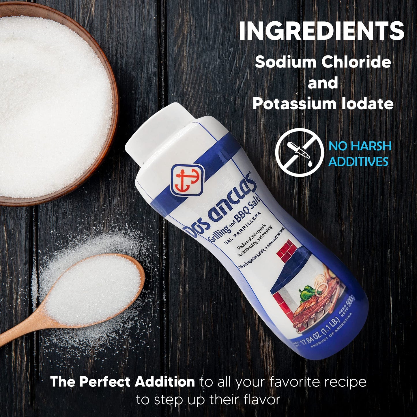 Dos Anclas Sal Parrillera 2 Pack, Rock Salt for Grilling and BBQ, Refined Medium Grain Salt for Meat and Seafood, Multi-Purpose