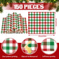 JarThenaAMCS Christmas Plaid Wax Deli Paper, 150 Pcs, 9.8 x 8.3 inch, Waterproof Sandwich Wrap for Winter Party Kitchen Supplies
