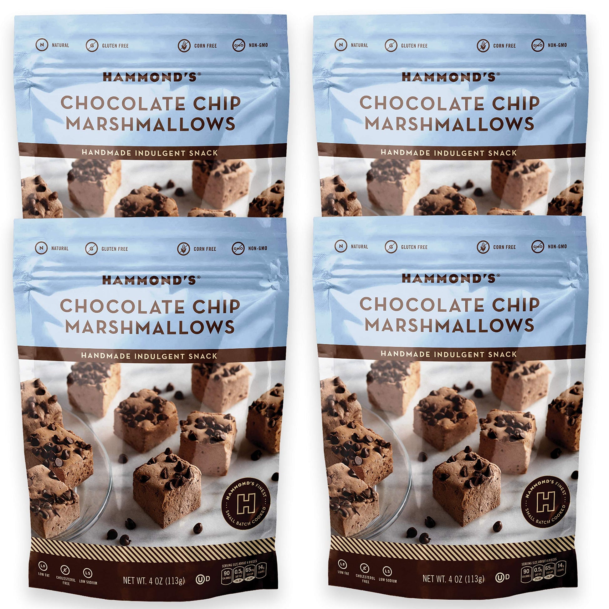 Hammond'S Candies | Gourmet Chocolate Chip Marshmallows | 4 Bags, Great For Snacking | Hot Chocolate, Smores And Homemade Browni
