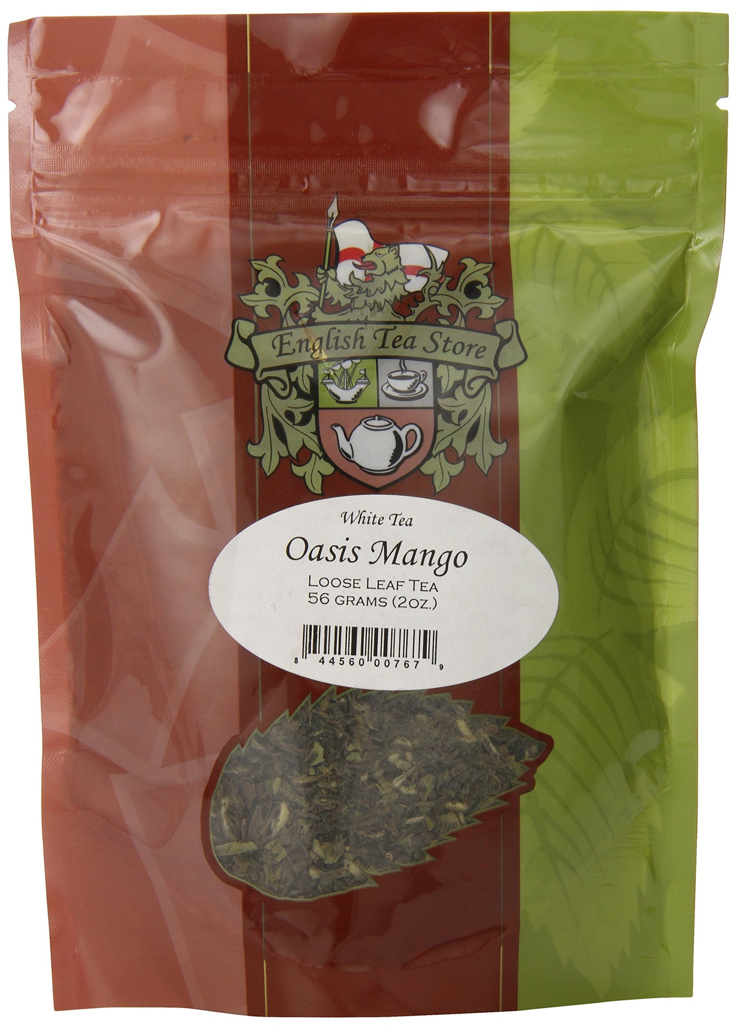 English Tea Store Loose Leaf, Oasis Mango White Tea Pouches, 2 Ounce