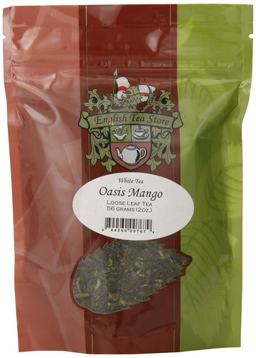 English Tea Store Loose Leaf, Oasis Mango White Tea Pouches, 2 Ounce