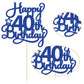 1 Pack Happy 40Th Birthday Cake Topper Blue Glitter 40 & Fabulous Cheers To 40 Years Old 40Th Birthday Cake Pick For Celebrating